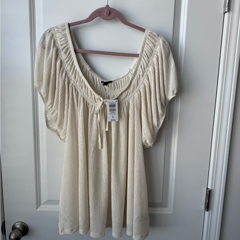 Torrid Whisper White Cap Sleeve Peasant Top 4 NWT